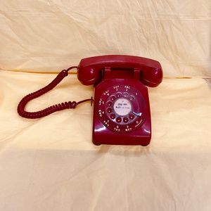 VINTAGE "BAT PHONE" RED! ROTARY DIAL PHONE